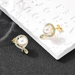 Pendientes de serpiente con micropavé de latón redondo y circonitas cúbicas transparentes&nbsp;EJEW-C154-11G