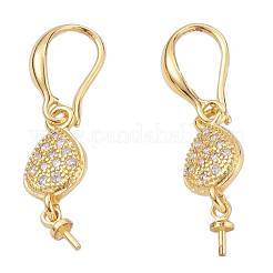 3 paires 3 crochets de boucle d'oreille en laiton micro pavé clair en zircone cubique&nbsp;KK-ZZ0001-04