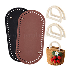 2 stücke 2 farben oval pu leder stricken häkeln taschen nagel boden shaper pads&nbsp;DIY-PH0029-30B