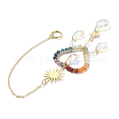 Décorations pendentif en perles de pierres précieuses chakra&nbsp;HJEW-JM01152-04