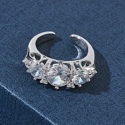 Offene Manschettenringe aus Messing mit Mikropavé und Zirkonia für Damen&nbsp;RJEW-L343-07P-02