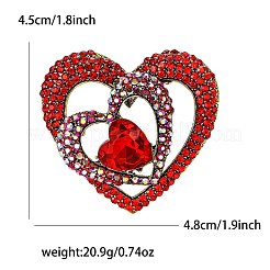 Herz-Legierung Strass Broschen für Rucksack Kleidung&nbsp;PW-WGF90AF-01