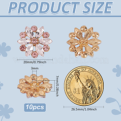 10 Stück Legierungs-Strass-Ösenknöpfe&nbsp;BUTT-FG0001-41A