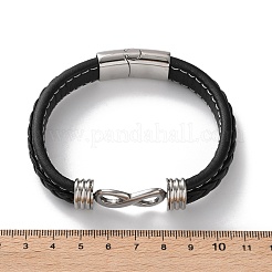 1 bracelet en cuir microfibre tressé pour homme&nbsp;BJEW-DJ0001-11