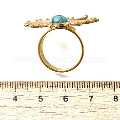 Los anillos de dedo de color turquesa sintética&nbsp;RJEW-G339-03G-01