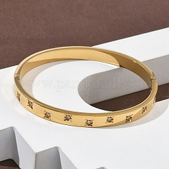 Armreifen aus 304 Edelstahl mit Zirkonia-Verzierung für Damen&nbsp;BJEW-F506-01G