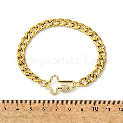 Bracelets à maillons mousquetons à vis sertis de micro-pavés de zircone cubique transparente&nbsp;BJEW-JB13849