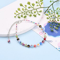 Perle di vetro millefiori artigianale cavigliere&nbsp;AJEW-AN00341-01