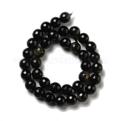 Naturale lucentezza dorata perle di ossidiana fili&nbsp;G-P476-01D-04