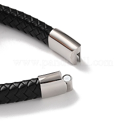 Geflochtene Armbänder aus schwarzem PU-Leder für Herren&nbsp;LS-BJEW-K243-19AS