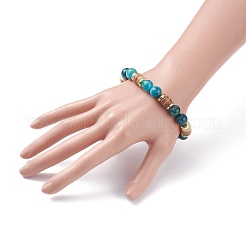 Bracciale elasticizzato da donna con perline di cocco e quarzo naturale&nbsp;BJEW-JB07546-01
