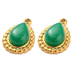 Natürlicher Chalcedon 304 Edelstahl Tropfenanhänger&nbsp;G-D075-01G-02