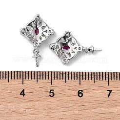 Boucles d'oreilles à tige en laiton et zircone cubique en forme de losange&nbsp;KK-B087-04P-1