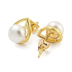 Veri orecchini a bottone in ottone placcato oro 18k&nbsp;EJEW-P2261-46G-05