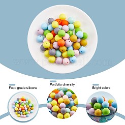 90 stücke silikonperlen 15mm runde silikonperle lose bunte silikonperlen kit für schlüsselbund schmuck diy handwerk machen&nbsp;JX305A