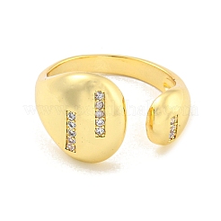 Anello a polsino aperto da donna in ottone con micro pavé di zirconi cubici trasparenti&nbsp;RJEW-M173-02A-G