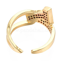 Bague de manchette ouverte lettre t avec zircon cubique&nbsp;RJEW-N037-041A
