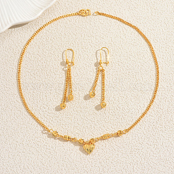 Vintage Messing Herz Ohrringe & Halsketten Sets für Damen&nbsp;YL5232