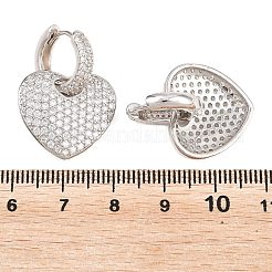 Boucles d'oreilles créoles pendantes en laiton serties de micro-pavés de zirconiums cubiques transparents&nbsp;EJEW-G471-30E-P