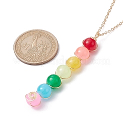 Colliers à pendentif en perles rondes en verre coloré&nbsp;NJEW-JN04581-01
