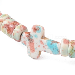 Bracelets extensibles en perles turquoise synthétiques peintes à la main pour hommes et femmes&nbsp;BJEW-JB12240-01