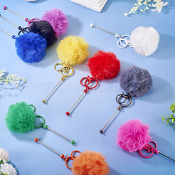 10 barre porte-clés en laine polyester 10 couleurs&nbsp;AJEW-TA0003-04