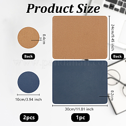 3 tapis de souris en liège et cuir&nbsp;AJEW-OC0014-75B