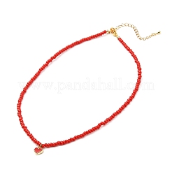 Collana con ciondolo in lega di cuore smaltato per donna ragazza&nbsp;NJEW-JN03691