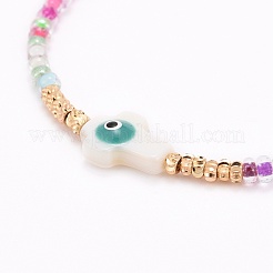 Cruz con pulseras de cuentas de mal de ojo&nbsp;BJEW-JB06289-01