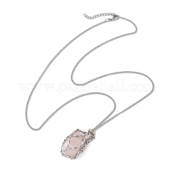 Realizzazione di collana con sacchetto in macramè con catena a maglie in acciaio inossidabile 304&nbsp;NJEW-JN05072-01
