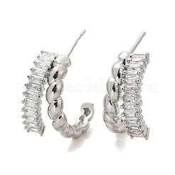 Twisted-Ohrstecker aus Messing mit Mikropavé-Kubikzirkonia&nbsp;EJEW-M082-16P-02