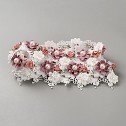 Ruban à broder floral 3D en polyester avec perle de résine&nbsp;OCOR-WH0078-510