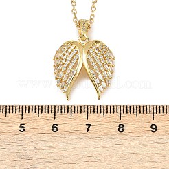 Colliers avec pendentif ailes d'ange en laiton micro pavé et zircone cubique transparente&nbsp;LS-NJEW-Z088-02G