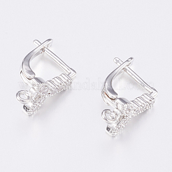 Fornituras para aretes tipo argolla de latón con micro pavé de circonio cúbico y cierre con traba&nbsp;ZIRC-K075-37P