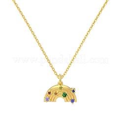 Regenbogen 925 Sterling Silber Micro Pave Zirkonia Anhänger Halsketten für Frauen&nbsp;NJEW-F338-06G