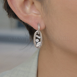 Pendientes de aro de acero inoxidable 304 con circonita cúbica transparente&nbsp;WG2571C-01