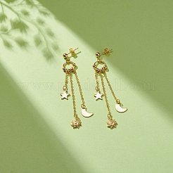 Pendientes colgantes de acero inoxidable 304 con forma de luna&nbsp;EJEW-JE05041-01