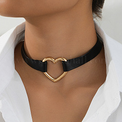 Chokerhalsketten aus Kunstleder mit Herz-Legierung&nbsp;FS-WGE663A-01