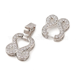 Placage en rack laiton micro pave zircon cubique transparent fermoirs rabattables&nbsp;KK-S384-01P