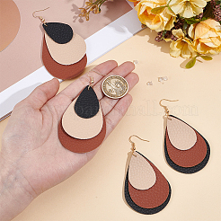 2 Paar 2 Farben Bohemian PU Leder Tropfenohrringe&nbsp;EJEW-CL0001-04