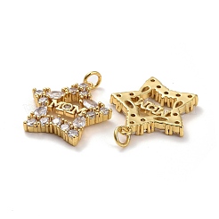 Colgantes de circonio cúbico micro pavé de latón con tema del día de la madre&nbsp;KK-K258-19G-RS