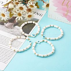 Bracciali elasticizzati fatti a mano con perle di argilla polimerica&nbsp;BJEW-JB06495