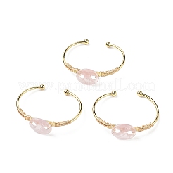 Bracelet de manchette ouvert en grain de café avec pierres précieuses&nbsp;BJEW-G660-01G