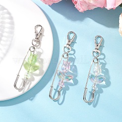 3 pendentif décoratif en forme de tulipe en acrylique transparent&nbsp;HJEW-JM04440