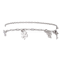 2 pièce 2 styles 304 chaîne de câble en acier inoxydable chaîne trombone breloque double couche bracelets de cheville pour femmes&nbsp;AJEW-AN00740-02