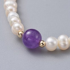 Braccialetti di perle d'acqua dolce naturali di grado elastico&nbsp;BJEW-JB04623-03