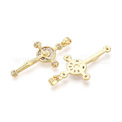 Ciondoli religione zirconi cubici in ottone micro pavè&nbsp;KK-T073-47G