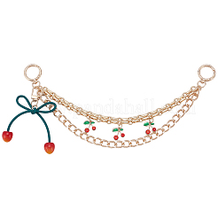 1 chaîne décorative de sac à main en alliage de zinc avec résine et cuir PU rouge foncé cerise&nbsp;AJEW-SC0002-99B