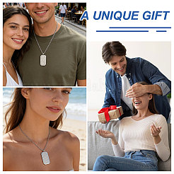 4 collier pendentif rectangulaire en acier inoxydable gaufré&nbsp;NJEW-CO0001-02P