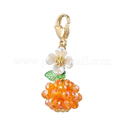Decorazioni pendenti con perline di semi di vetro e diaspro imperiale sintetico tinto di frutta e fiori&nbsp;HJEW-MZ00307
